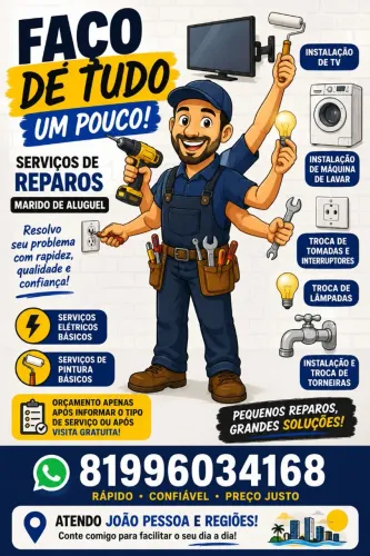 Faço Reparos Residenciais - TV, Máquina de Lavar, Elétrica e Hidráulica