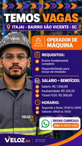 OPERADOR DE MÁQUINA- ITAJAI