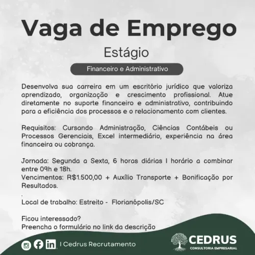 Estagiária Financeira Administrativa