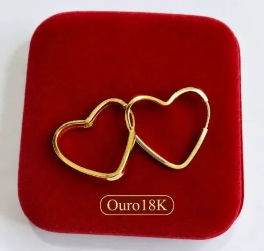 Argola coração ouro 18k