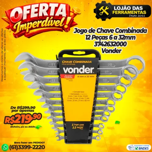 Jogo de Chave Combinada 12 Peças 6 a 32mm 3742632000 Vonder