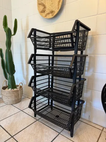 Cesto empilhável organizador kit com 4.