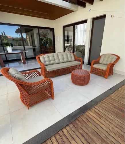 Conjunto de sofá 5 lugares Na corda náutica 