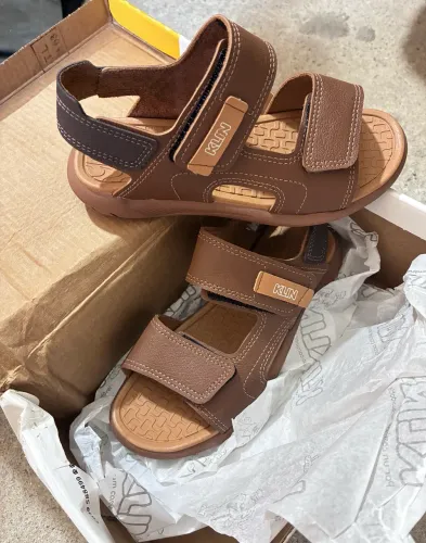 Sandália Infantil Klin Marrom Velcro Nova