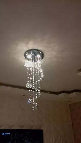 Lustre Espiral de Cristal K9 Legitimo para Sala de Jantar - Base 30cm Inox