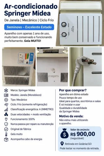 Ar-condicionado Springer Midea - Seminovo - Excelente Estado