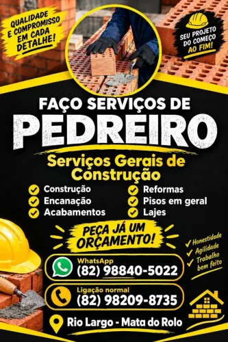 Mestre de obra e serviço gerais.