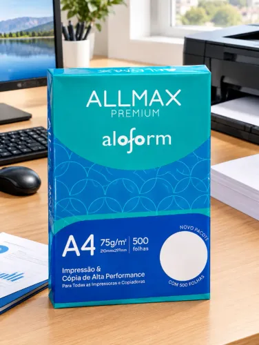 papel A4 allmax premium 75g/m3 contem 500 folhas