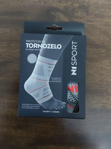 Tornozeleira N1 Sport Linha Fisio Poliamida Cinza Preta 