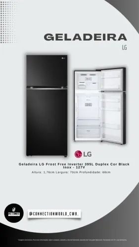 Geladeira LG Frost Free Inverter 395L Duplex Cor Black Inox - 127V