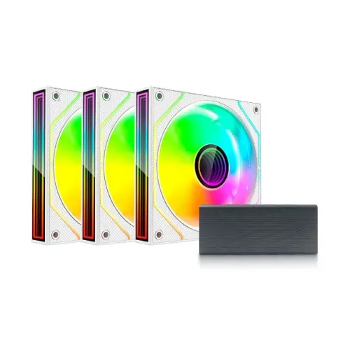 Kit 3 Cooler 120mm Fan C3Tech F9-L660WH com Controladora e Controle *Fan 4 Pinos* - WZetta