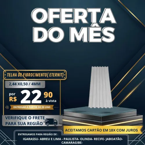 Telha 2,44 por 0,50 4mm de fibrocimento só pague na entrega