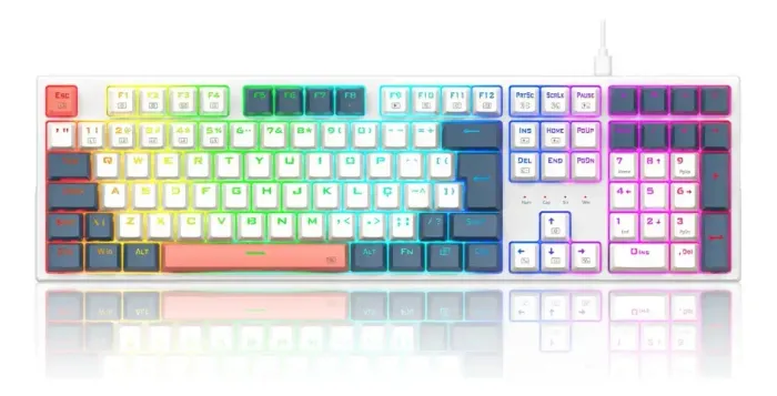 TECLADO MECANICO GAMER REDRAGON TRUNDLE RGB BRANCO, AZUL E ROSA SWITCH MARROM(LACRADO)