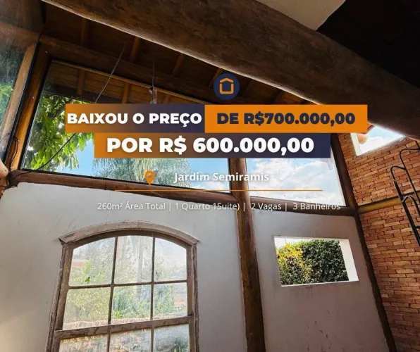 Casa à venda em Cotia, Jardim Semiramis, com 1 suíte, com 200 m²