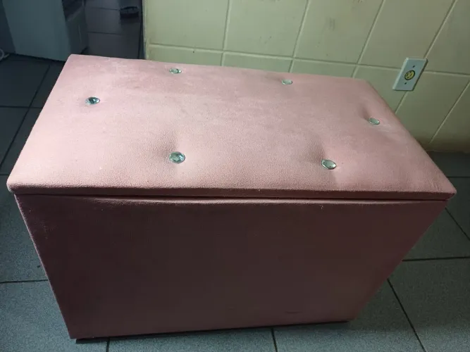 Bau Puff rose decorativo 60 cm altura 43