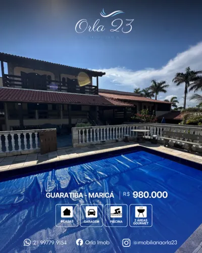 GUARATIBA, Orla 23 Imobiliária VENDE! 4 casas entre a praia e a lagoa