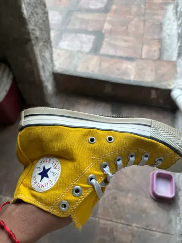 tenis all star botinha amarelo cano alto plataforma amarelo usado somente duas vezes