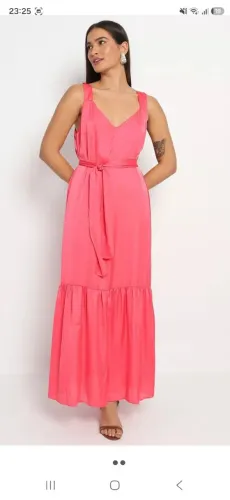 Vestido longo morena Rosa acetinado
