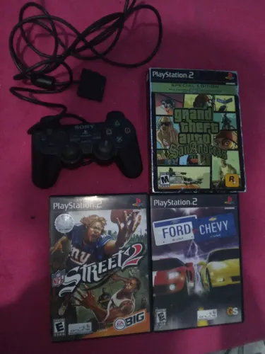 3 jogos 1 controle original Playstation 2