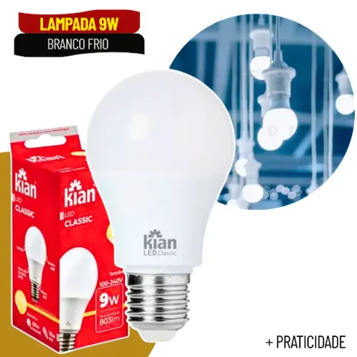 Lâmpada LED Bulbo 9W Branco Frio 6500K 220V Econômica e Durável - SCS82
