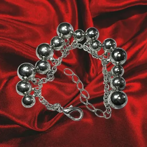 pulseira de prata esterlina com bolas brilhantes