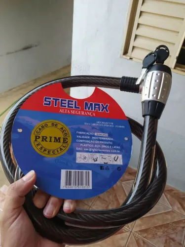 Cadeado para bicicleta, moto, estepe. 1.5 mts de compr. 25mm espessura.<br>25 mm de espessura