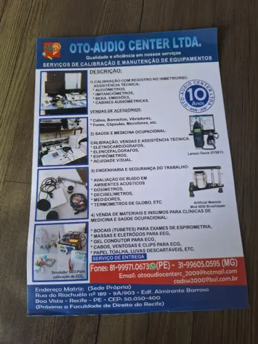CALIBRAÇÃO E MANUTENÇÃO DE EQUIPAMENTOS AUDIOLÓGICOS E OCUPACIONAIS,VENDAS E ASSISTÊNCIA T