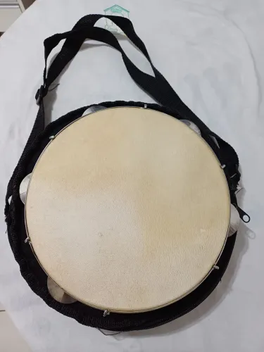 Pandeiro de choro 10" artesanal Pele de couro 5 platinelas Excelente som