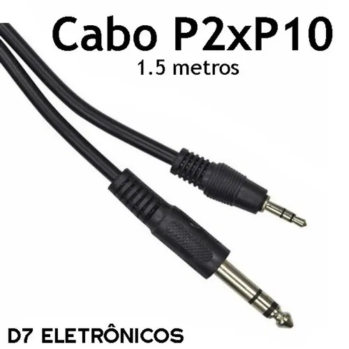Cabo auxiliar P2 x P10 Stéreo 1,5 metros