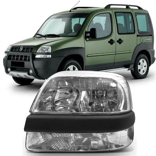 Farol fiat doblo 2002 2003 04 05 06 07 2008 2009 cromado