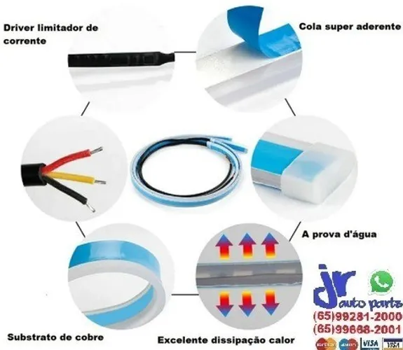 Fita de Led Drl Dual Color Universal 3000K 6000K 12V 6,8W 60cm