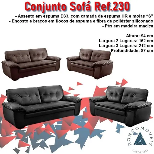 Sala conjunto sofá 2 e 3 lugares