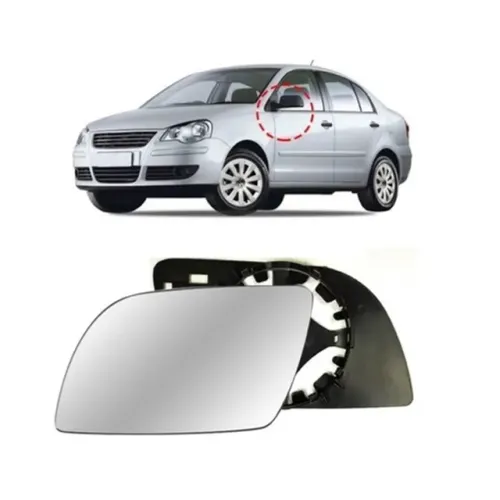 Lente Retrovisor Volkswagen Polo 2002 à 2008 - L Esquerdo - Lente C/ Placa - Metagal 