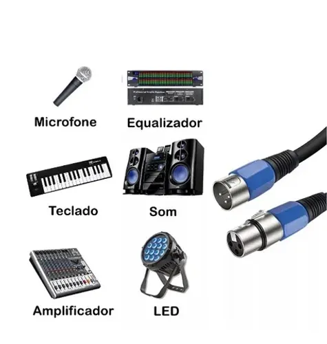 Cabo Microfone Xlr 5 metros (canon) Macho E Femea Balanceado