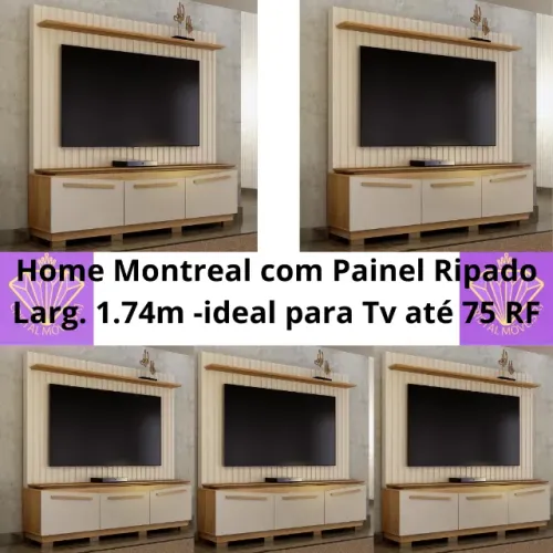 Home Montreal com Painel Ripado Larg. 1.74m RF