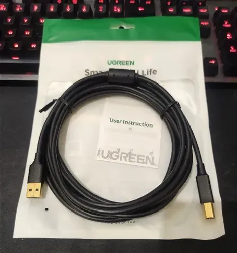Cabo USB pra impressora - 3 Metros - Original Ugreen - Universal