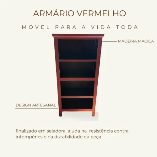 Armário vermelho madeira maciça