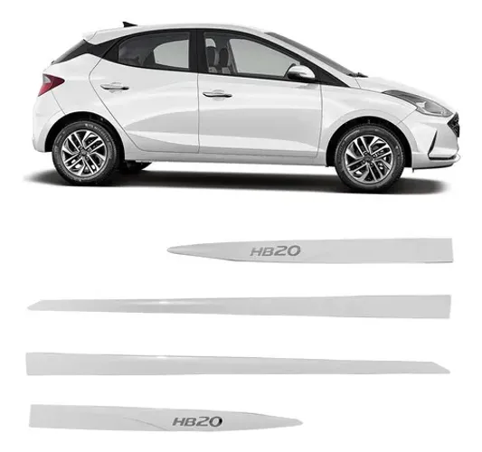 Jogo Friso Lateral Novo Hb20 2020 Branco Atlas