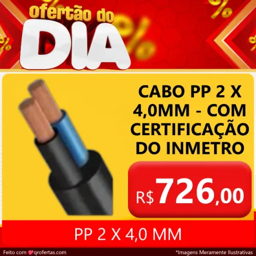 FIO FLEXIVEM CABO PP 2 VIAS POR 4mm - PP CABO PP 2 X 4,0 MM ANTI - CHAMAS  
