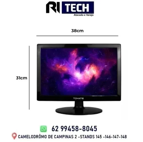 Monitor Tomate 15,4 Polegadas Pc Tela Led Hd Vga Hdmi Cor Preto 110v/220v