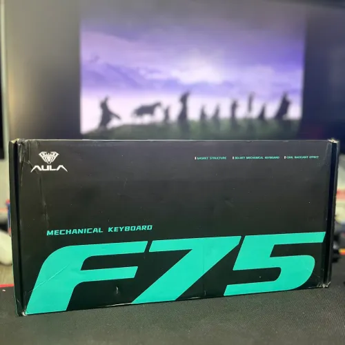Teclado Mecânico Aula F75 Sea Salt Blue com Switch Gray Novo Na Caixa
