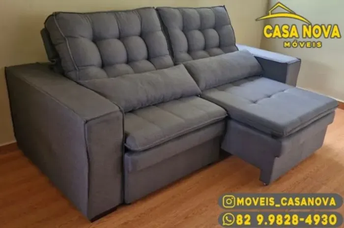 Sofá Retrátil e Reclinável 200cm no Linho