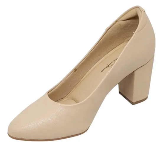 Sapato Salto Ultraconforto Bege N°37 Novo