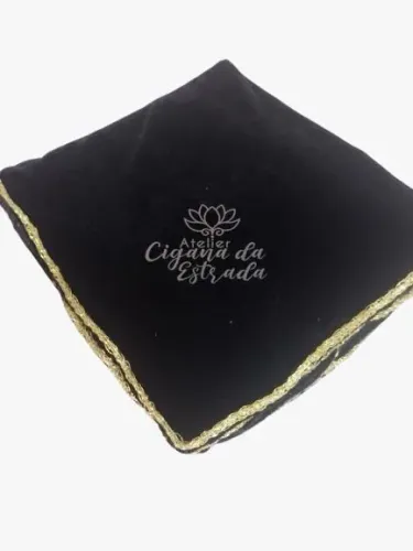 Toalha para mesa de jogo Veludo Preto com Detalhes Dourados