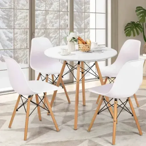 Mesa Redoda 4 Cadeiras Bancas em Madeira - Entrega e Monta