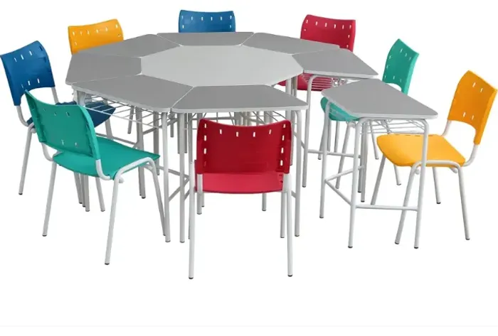 Conjunto Escolar Círculo oitavado juvenil colorido