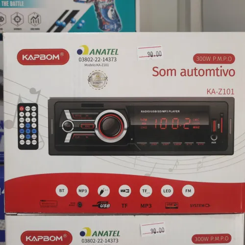 Som automotivo KAPBOM KA-Z101 300W P.M.P.O