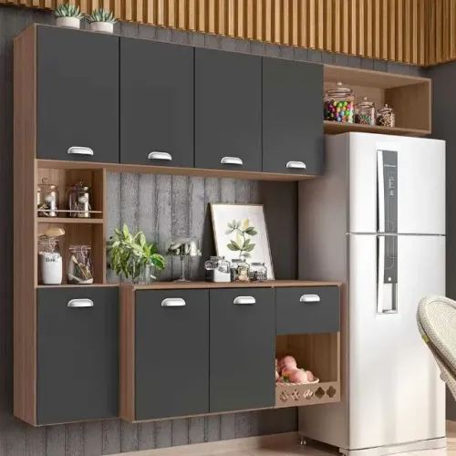 Cozinha Compacta Suspensa 7 Portas 1 Gaveta Mila -FAZEMOS MONTAGEM E ENTREGA!
