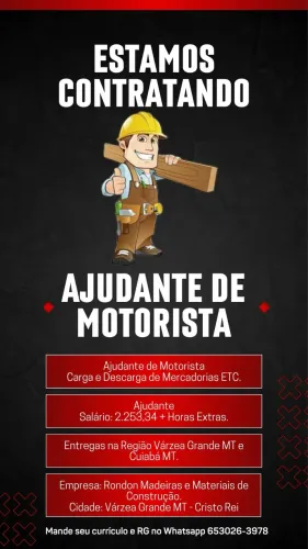 Contrata- se Ajudante de Motorista