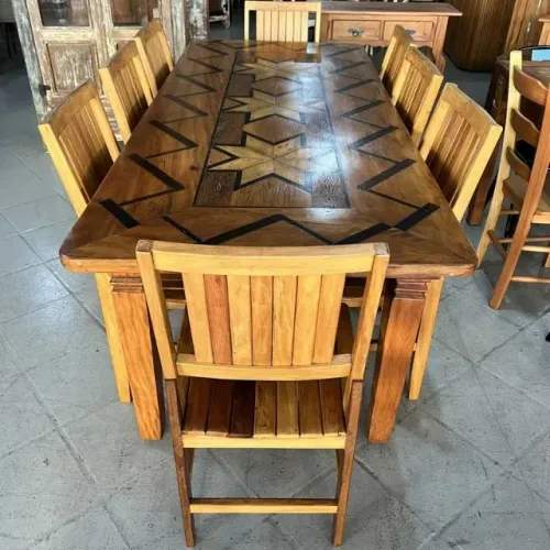 Peça Única Mesa Marchetada De Peroba Rosa